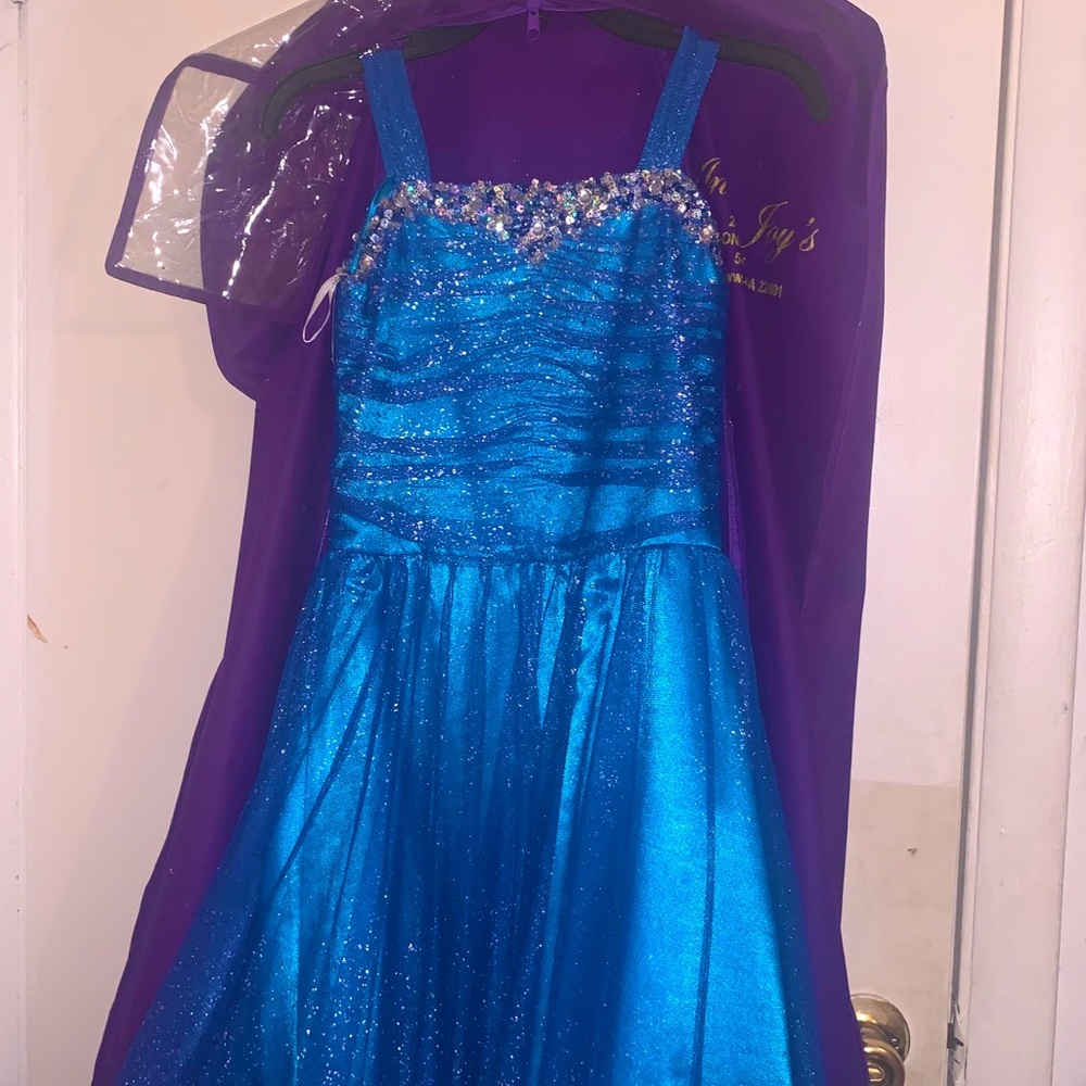Blue Floor Length Pageant Dress